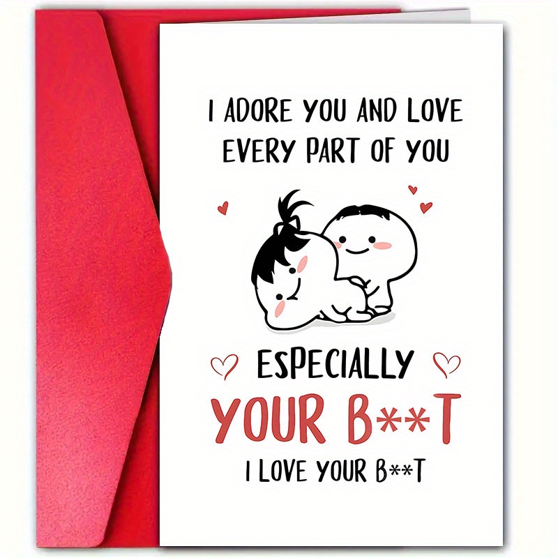 

1pc 's Day Greeting Card, Humorous For Husband Or Wife, High-quality Paper, Unique Illustrations And Text, With Envelope, For Anniversary And