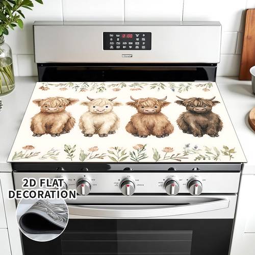 heat resistant rubber lined stove cover mat gas electric stove protector suitable counter gas electric plate cover flower pattern plate protector for gas burners fit for appliances 2d flat