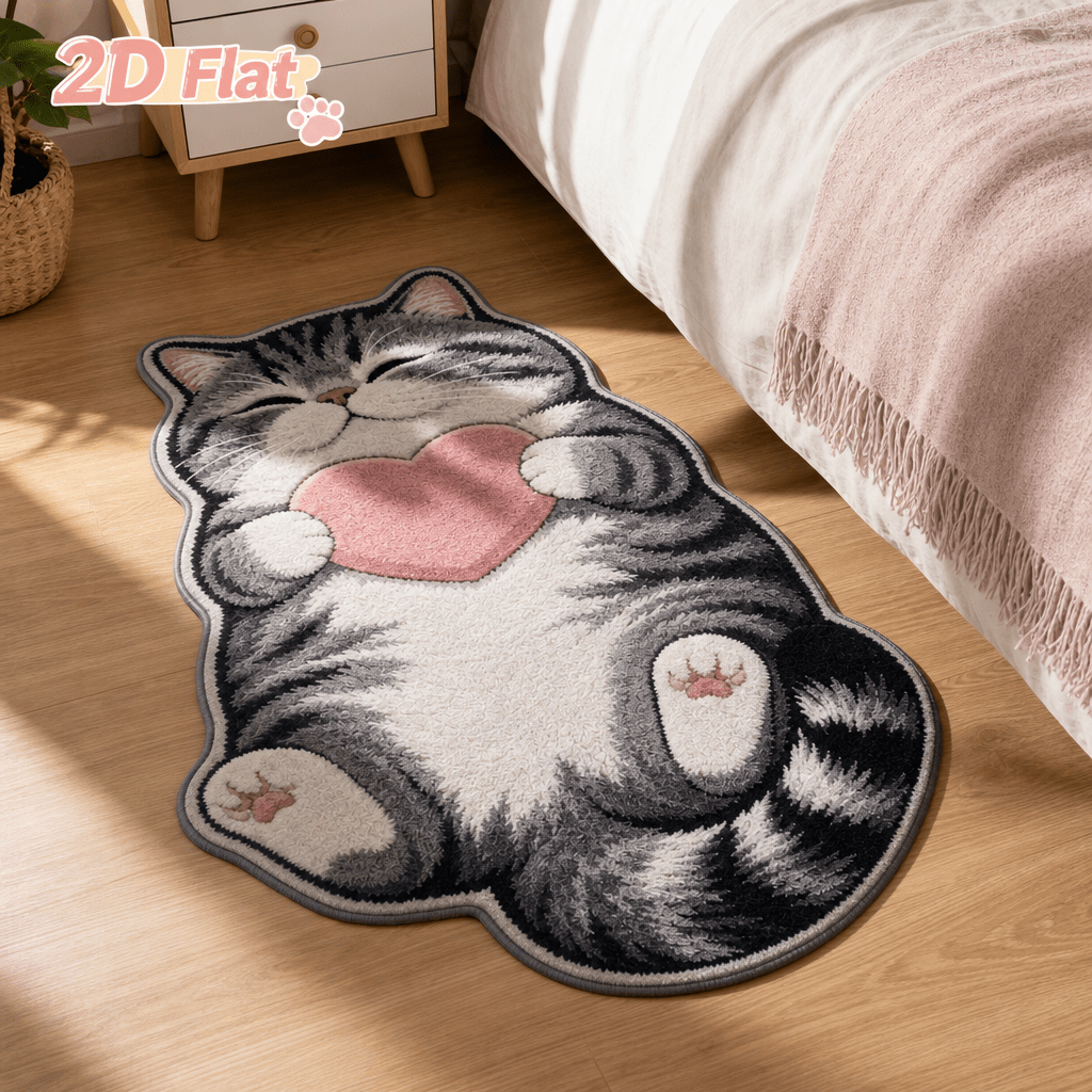 TEMU 1pc Velvet 850g/m² 9mm Thin Plush 2d Printed Non-long Pile, Cute Gray Hugging Pink Heart-shaped Carpet, Non-slip And Wear-resistant Machine