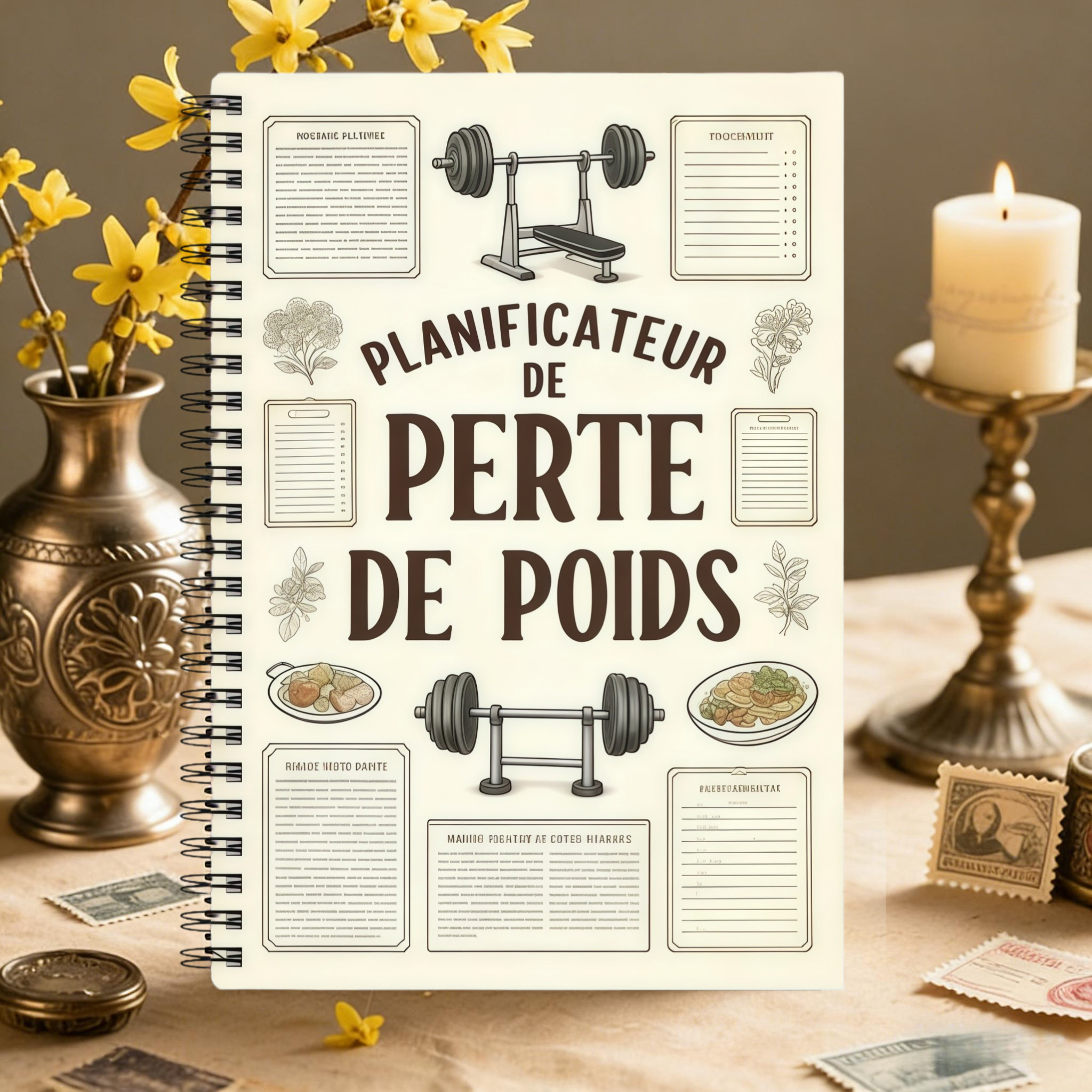TEMU 1 Livre de Plan de de Poids et Journal de de Fitness - Agenda de Fitness Français avec Nutritionnel, Journal d'Entraînement, Planification des