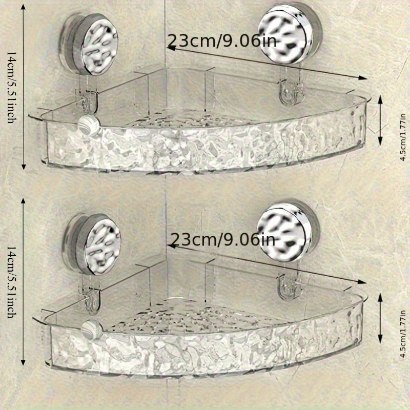 TEMU 2pcs Corrugated Suction Cup Storage Rack Wall-mounted With No Drilling Required, It Includes Suction Cup Storage Boxes And Serves As A Bathroom
