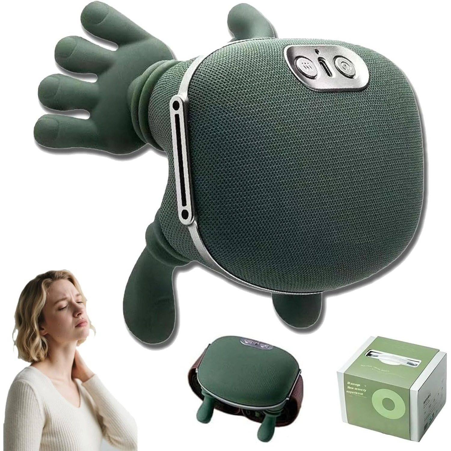 صورة العنصر مساج كهربائي من سياسو للكتف والرقبة - مساج عميق محمول مع وحدة تدليك ثلاثية الأبعاد، يعمل بالكهرباء، مناسب للنساء والرجال والأمهات والآباء (أخضر)