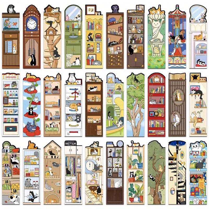 10pcs Adorable Cat-themed Bookmarks - Creative & Literary Page Markers For Readers, Students, And Office Use