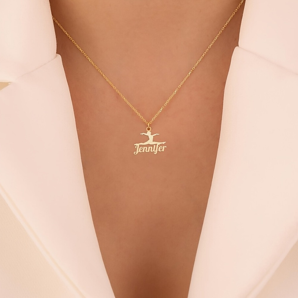 Women's Personalized Dancer Name Necklace — Stainless Steel Pendant