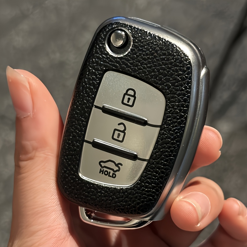 Suitable for Hyundai i10, i20, i40, iX35, Santa Fe Flip Key Case - Three-Button Lock/Unlock/Trunk Release, Anti-Theft Durable TPU Protective Shell with Scratch and Dust Protection, Ergonomically Designed Three-Button Remote Car Key
