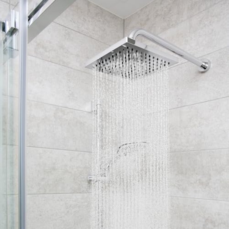 20.32 cm Ultra-Thin Square Ceiling-Mounted Rain Shower Head with Adjustable Angle