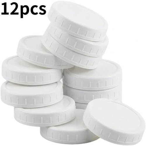 12pcs regular mouth mason jar lids with silicone rings plastic canning lids for jars
