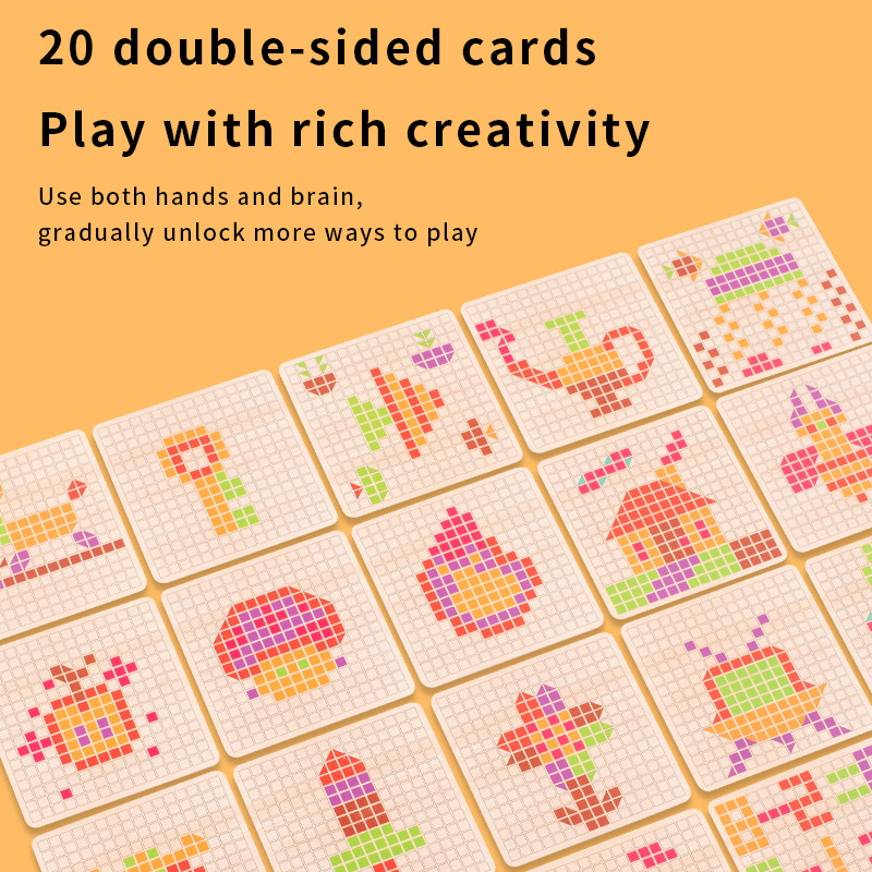 3D Pixel Particle Blocks Wooden Mosaic Puzzle for Kids