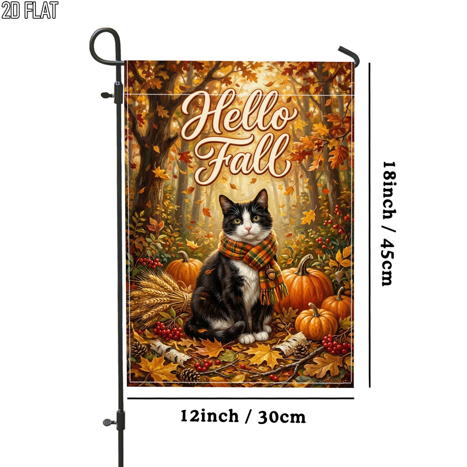 TEMU 2d Flat - 2d Flat 1pc Autumn Fall Flag Orange Outdoor Garden Flag Double-sided For Porch Decoration For Garden Outside Yard Decoration No
