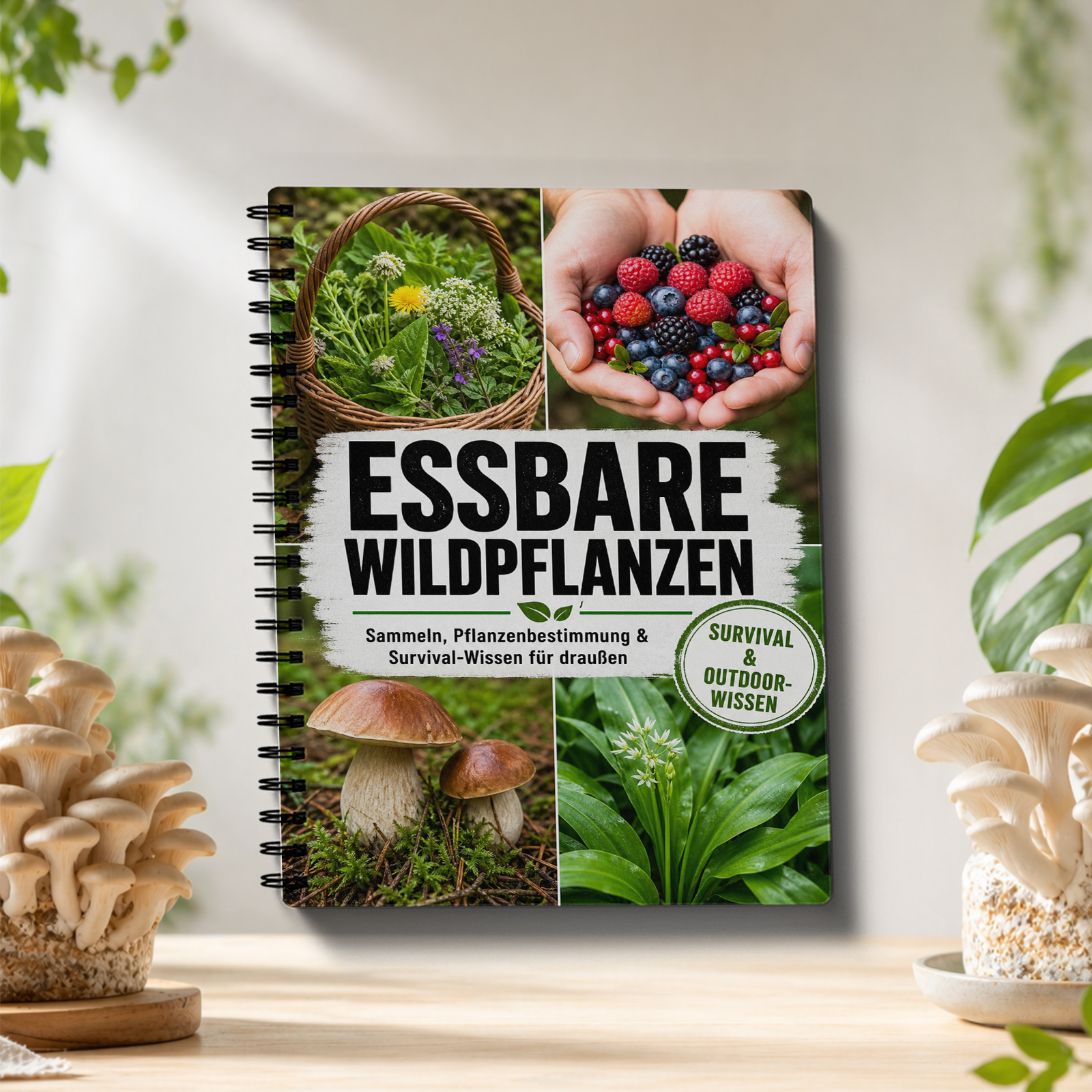 German Version Foraging And Edible Plant Identification Study Notebook | Wild Food, Herbs, Fruits, Mushrooms Notes, Classification And Tracking | Outdoor Survival, Nature Study And Bushcraft Notebook