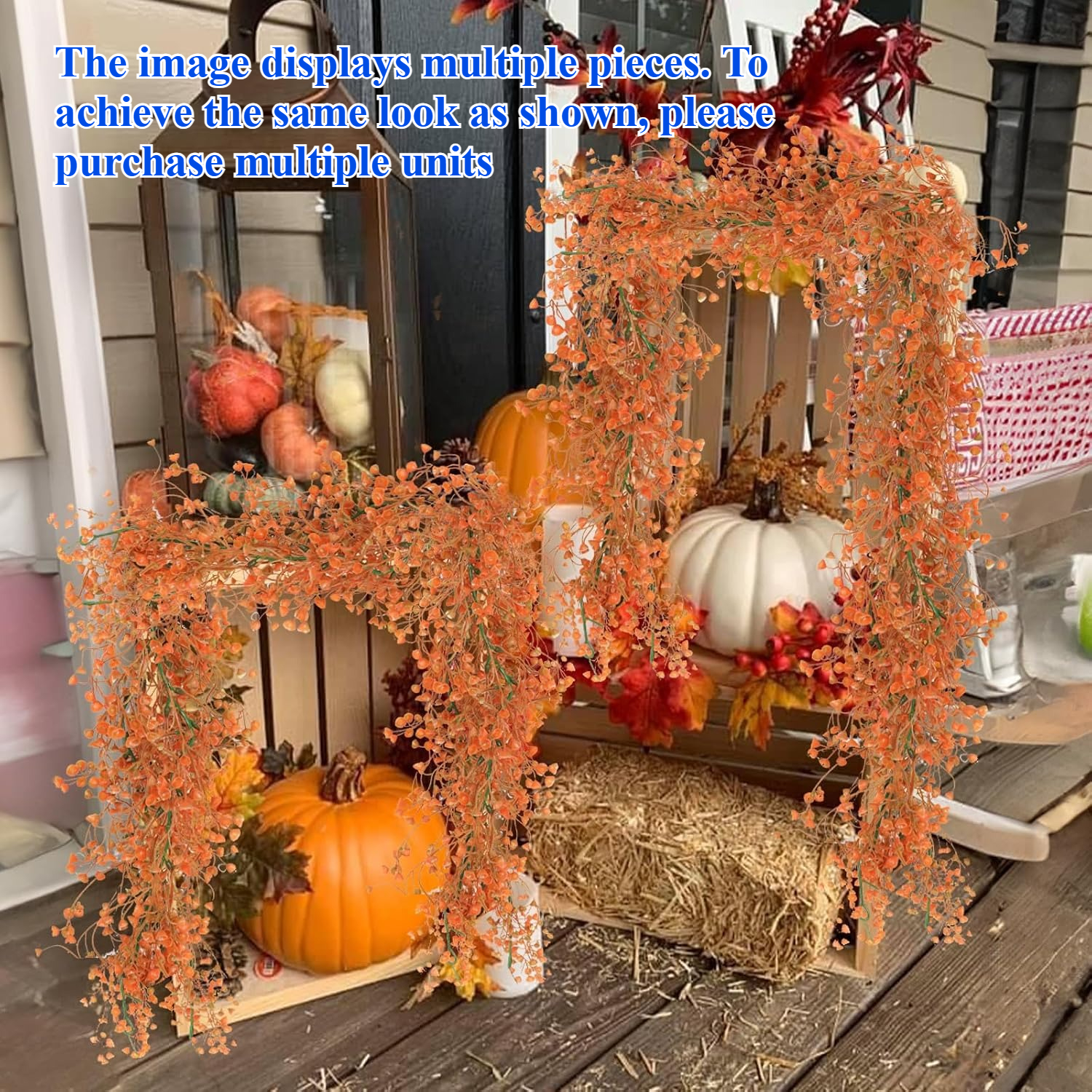 TEMU 2pcs Artificial Autumn Wreaths, Faux Greenery Ivy Garland, Fake Fern Plants, Suitable For Home, Garden, Wedding Party, Farmhouse Mantelpiece,