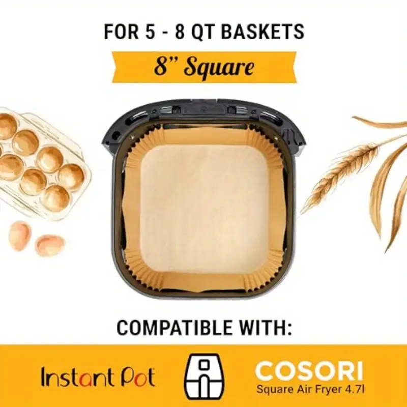 250pcs air fryer liners disposable airfryer paper liners nonstick and oil proof for easy great for oven pans baking 8 square for 58 qt basket by, air fryer liners non stick, disposable air fryer paper, oven baking sheets, nonstick liners, square liners, oilproof design, heatresistant liners, material, baking sheets, cooking liners, meal preppers, home cooks Product details 0