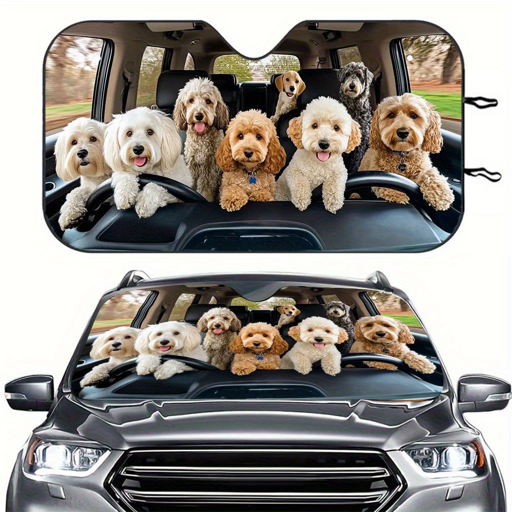 TEMU 1pc Funny Rv Sunshade Front Windshield Cover 57.09x27., Foldable Uv Protection Sun Shade With 2 Suction Cups, Fit For Cars, Trucks & Rvs, Car