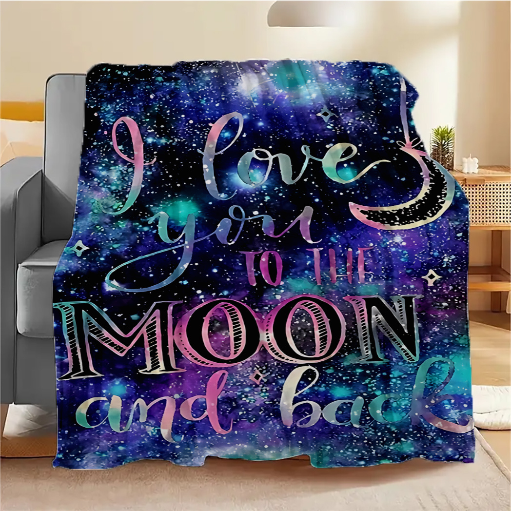 1pc hkstorage flannel blanket i love you   and back contemporary print soft   knit fabric   polyester 250 300gsm hand wash only multipurpose for sofa   picnics valentines day decor details 3