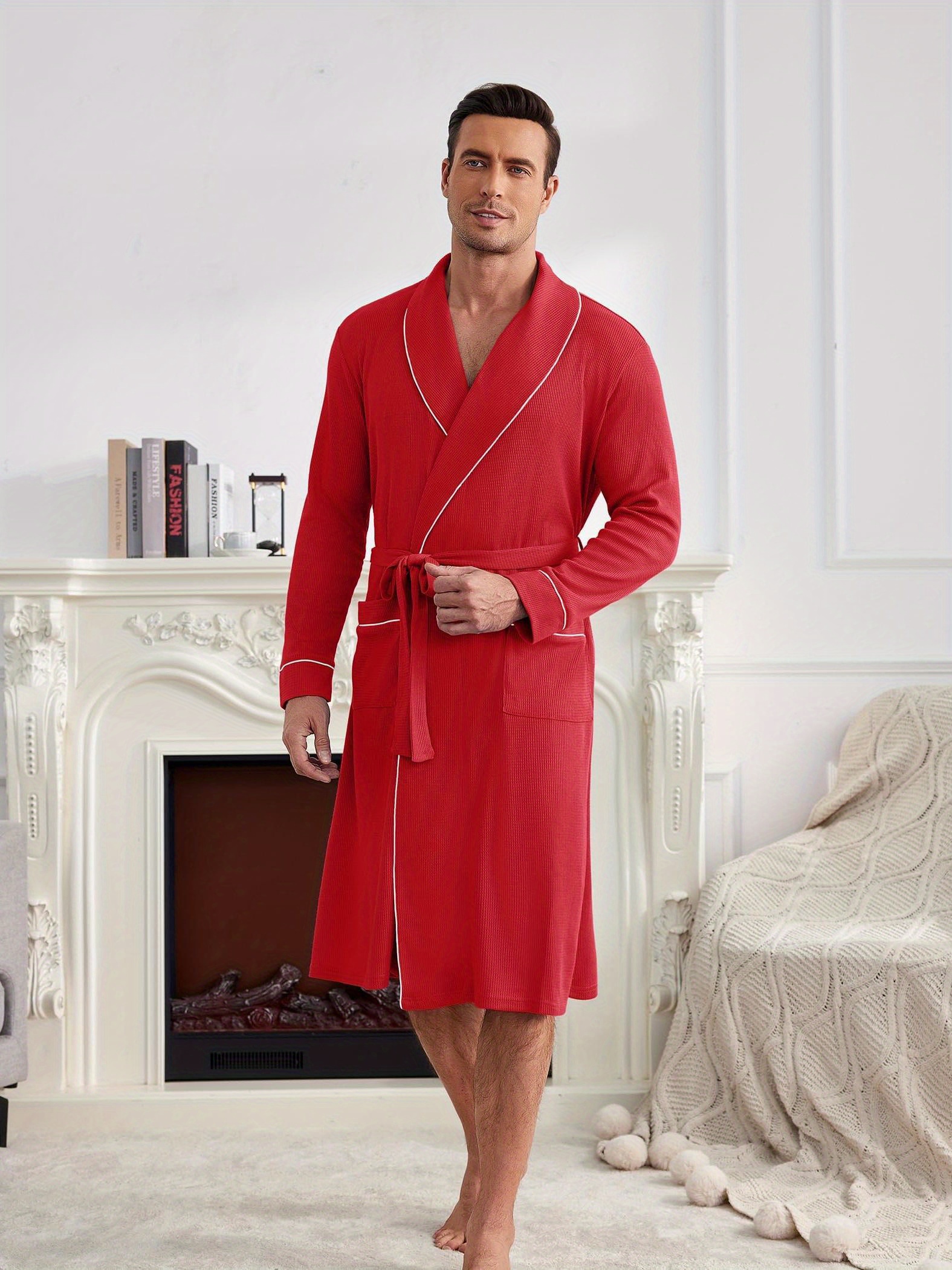 Rojeam Waffle Kimono Robe Unisex Lightweight Soft Knee