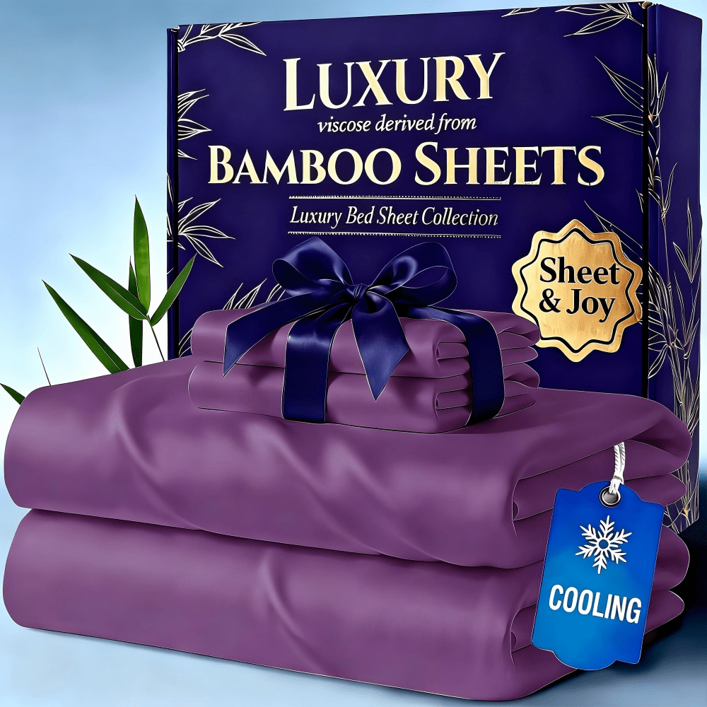 set of 4 cooling bamboo bed sheets 4000 tc extra deep pocket 20 inch sheets luxurious   cooling sheet set for warm sleepers   kids fitted sheet flat sheet and pillowcases   from local warehouse