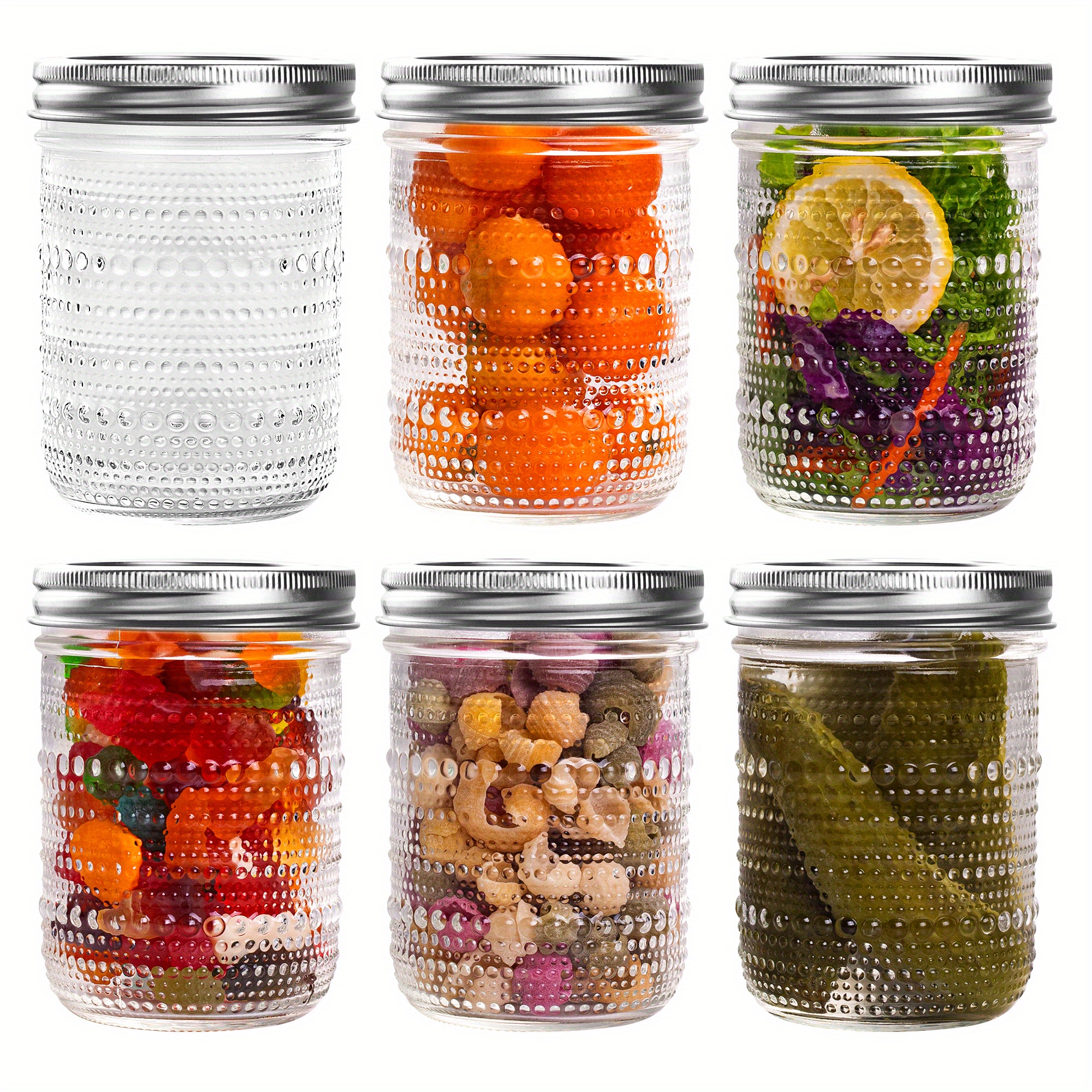 TEMU 6-pack Mason Jars 16oz With Lids - Heavy-duty Glass Wide Mouth Canning Jars, Airtight Screw-on Lids For Pickling, Fermenting, Jam, Sauerkraut,