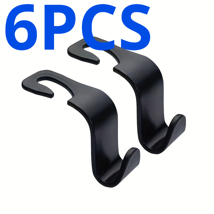 Image of 6 Heavy-duty Car Seat Back Hooks Suitable For Suv/truck - Shaped Top Hook With Thick Plastic Hook, Rotatable And Space Hidden Storage, - Free Installation Of Headrest For Organizing Wallets, Things