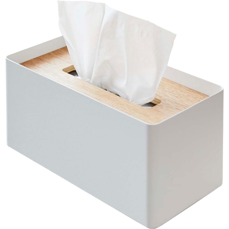 home rin modern white & natural wood-like tissue box cover with   & wood lid - reusable round bathroom/kitchen tissue holder, space-saving design, durable metal construction, decorative storage case for tissues, fits   (no  /tools-free installation), bathroom tissue box, tissue boxes for bathroom cute, wood tissue box holder bathroom, tissue cover for bathroom, hotel supplies,  , toolbox aesthetic Product details 0