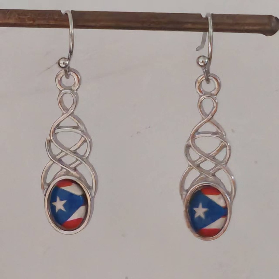 TEMU 2pcs Puerto Flag Earrings Earrings Cultural Earrings Earrings Pendant Earrings Openwork Earrings Round Earrings Jewelry Accessories Unique