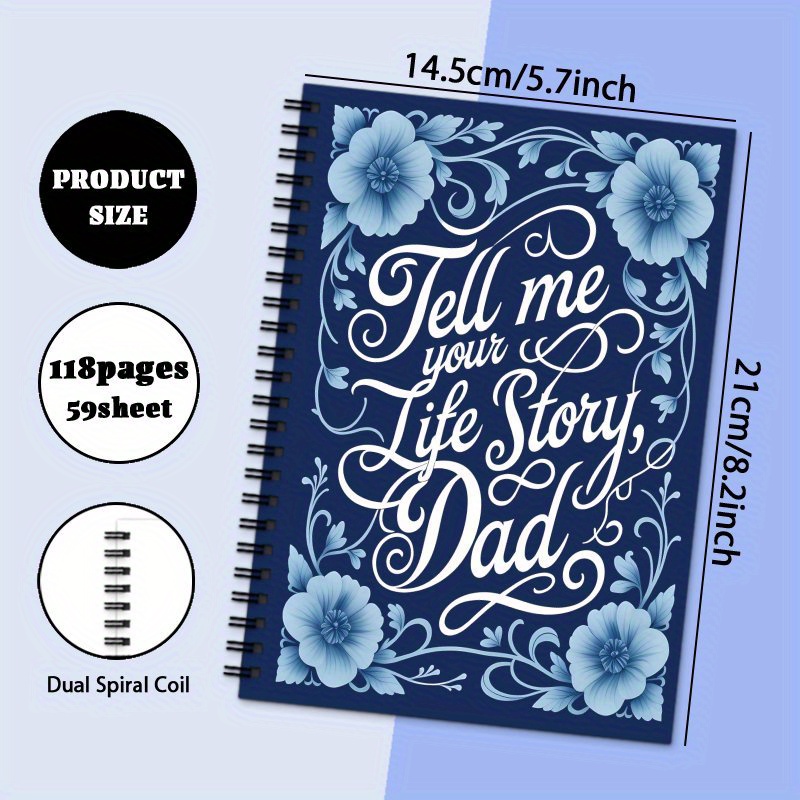 TEMU 1pc Me Story, Dad, Fathers Journal & Notepad, Gift Notebook Log For Daddy, Ideal For Life, Love, Travel , 59sheet ()