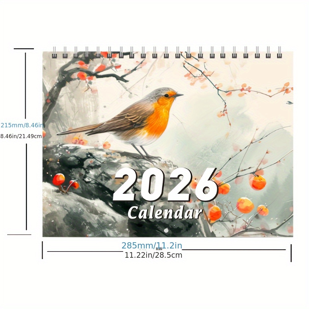 Image of 2026 Watercolor Bird& Tulip Calendar- Vibrant December Floral Page With Inspirational Quotes, Colorful Tulips& Watercolor Birds, Perfect For & Bird Enthusiasts, Desk Accessory For Hom