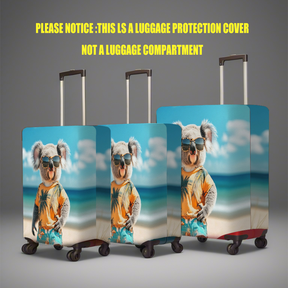 TEMU 1pc Koala Print Suitcase Protector - Durable Polyester Luggage Cover With Vibrant , Scratch & Dent Protection, Business Trips, Vacations & Back