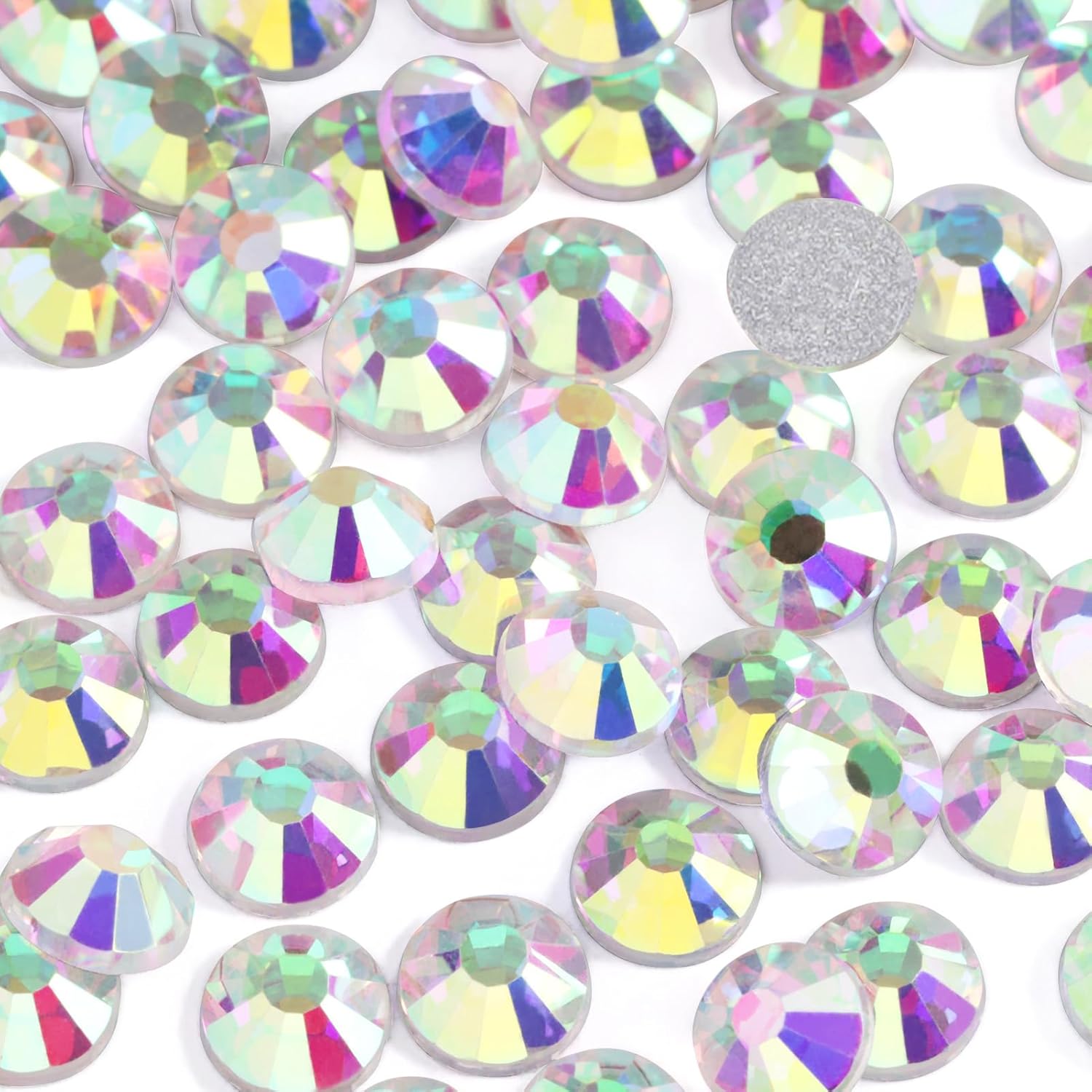 TEMU 1449pcs/289pcs Ab Flat Back Rhinestone, Fixed With Glue (excluding) Glass Round Rhinestone, Suitable For Clothing, Nail Art, Diy Crafts, Nail