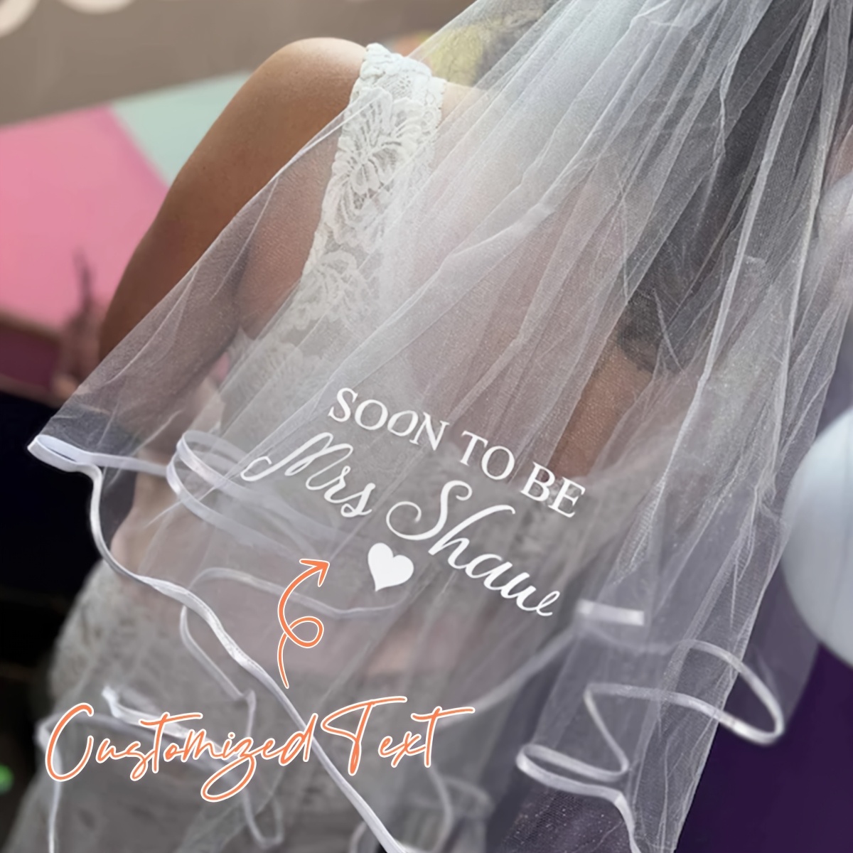 TEMU Personalized To Be Mrs. [] Bridal Veil - Bride, Wedding - Heart Print, Bachelorette Party, Veil, Personalized Veil, Future Mrs., Future Mrs.'s