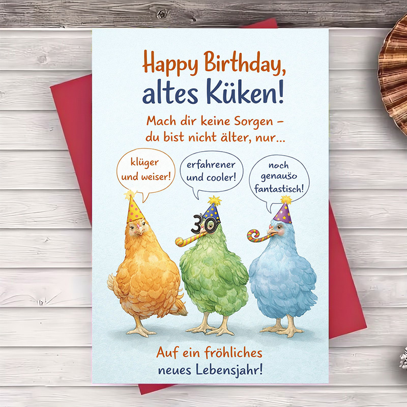Image of A Humorous Birthday Card Featuring Vibrant Chickens, Ideal For Adult And Coworkers, Perfect For Celebrating Birthdays With