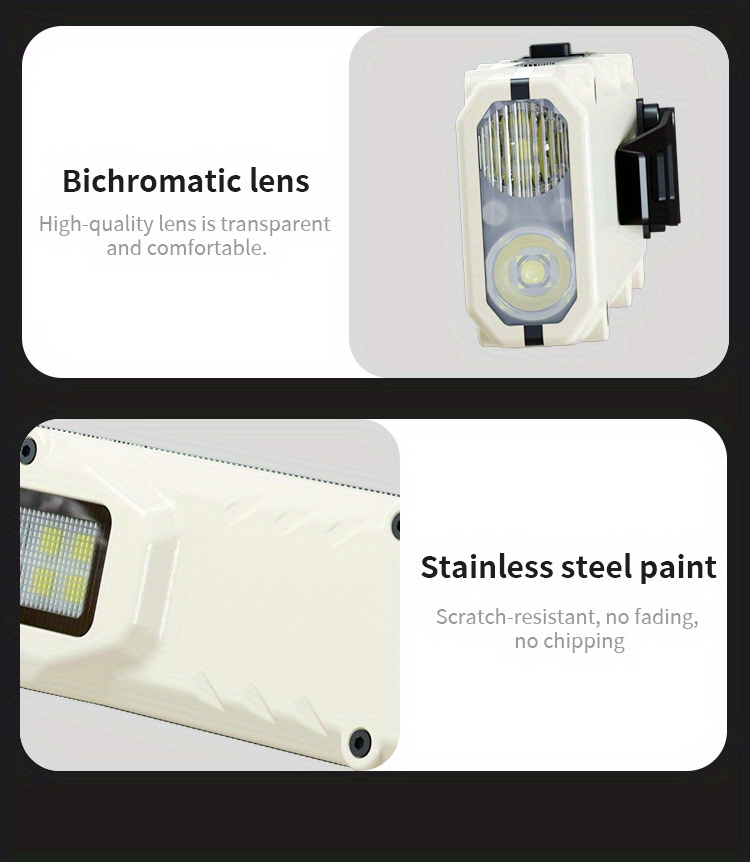 edc újratölthető zseblámpa, taktikai cob munkalámpa, hordozható klipsz lámpa 1000mah nagy akkumulátor élettartammal, teljesítmény kijelző, piros és kék fények, kültéri, háztartási alapvetők, vészhelyzeti világítás - usb kábellel felszerelve, fekete/fehér részletek 12