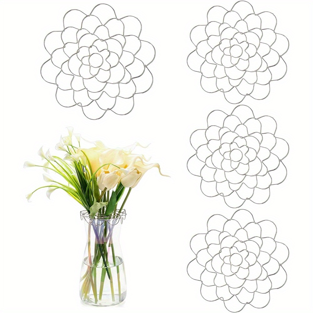 

Set Of 4 Flower Grids For Vases, 5-inch Stainless Steel Flower Frog Floral Lid Arrangers, Metal Vase Inserts For Flower Arrangement Supplies To Vases Organized