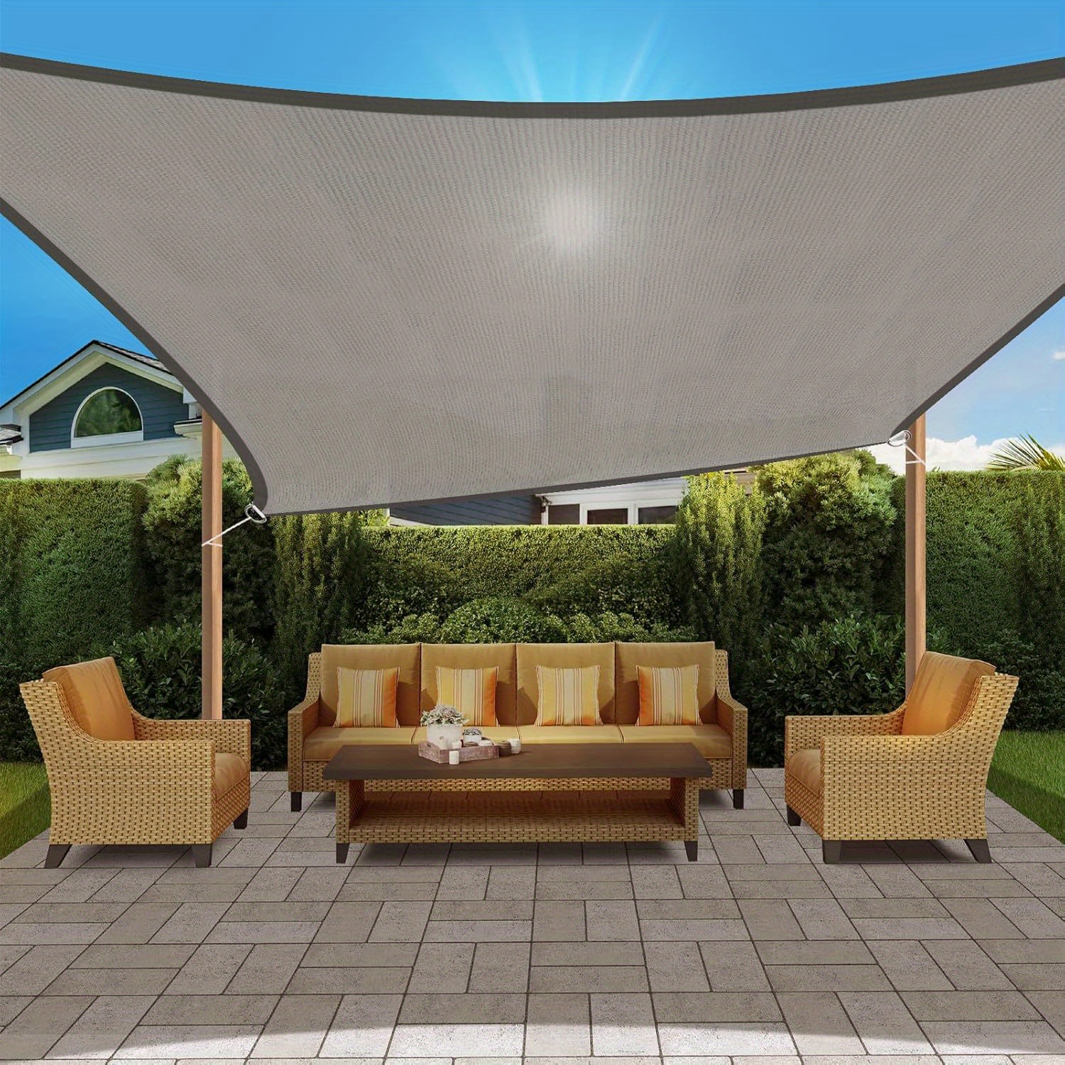 Sun Shade Sail, Heavy Duty UV Protection Beach Shade Canopy Wind sail, Tear  and Rust Resistant Patio sail Shade for Yard Deck Lawn Garden Rectangle Su