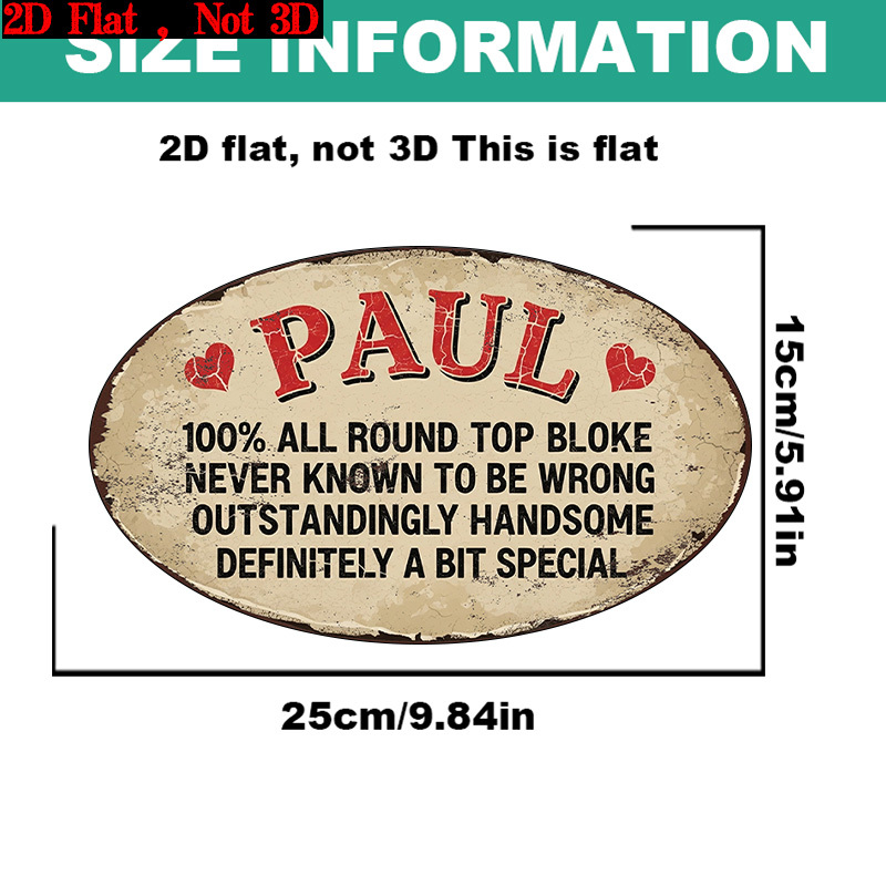 TEMU 2d Flat 1pc ("9.84x5.91"), " - 100% Sign | Vintage Style Oval Plaque | Rustic Wall Decoration | Present For Him | Home Ornament" Gift Sign,