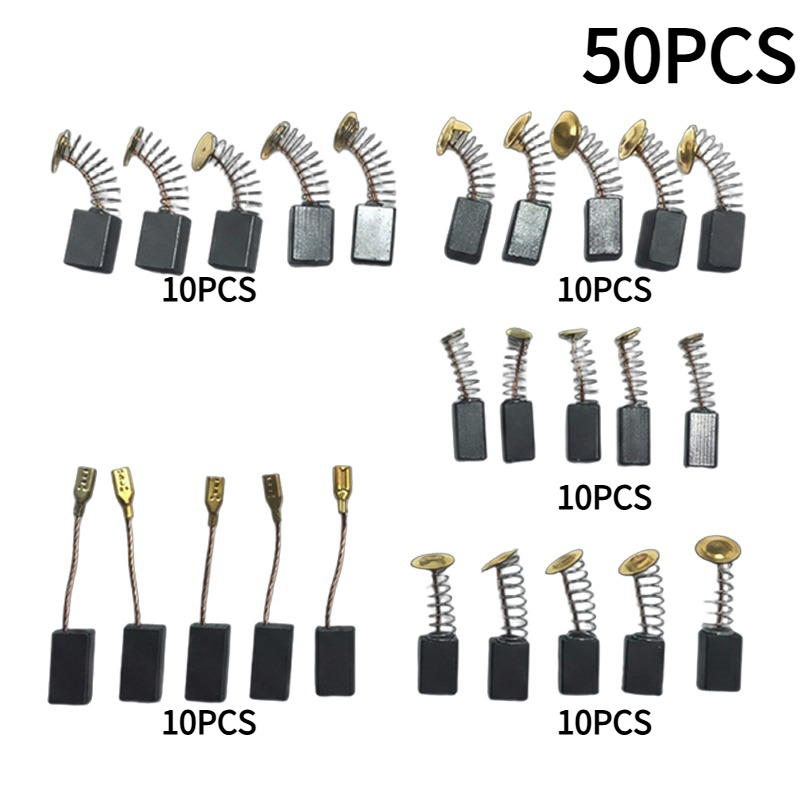 TEMU Kit de repuesto de cepillos de carbono de resistencia de 50 piezas con bases de metal - Compatible con taladros, lijadoras, esmeriladoras y