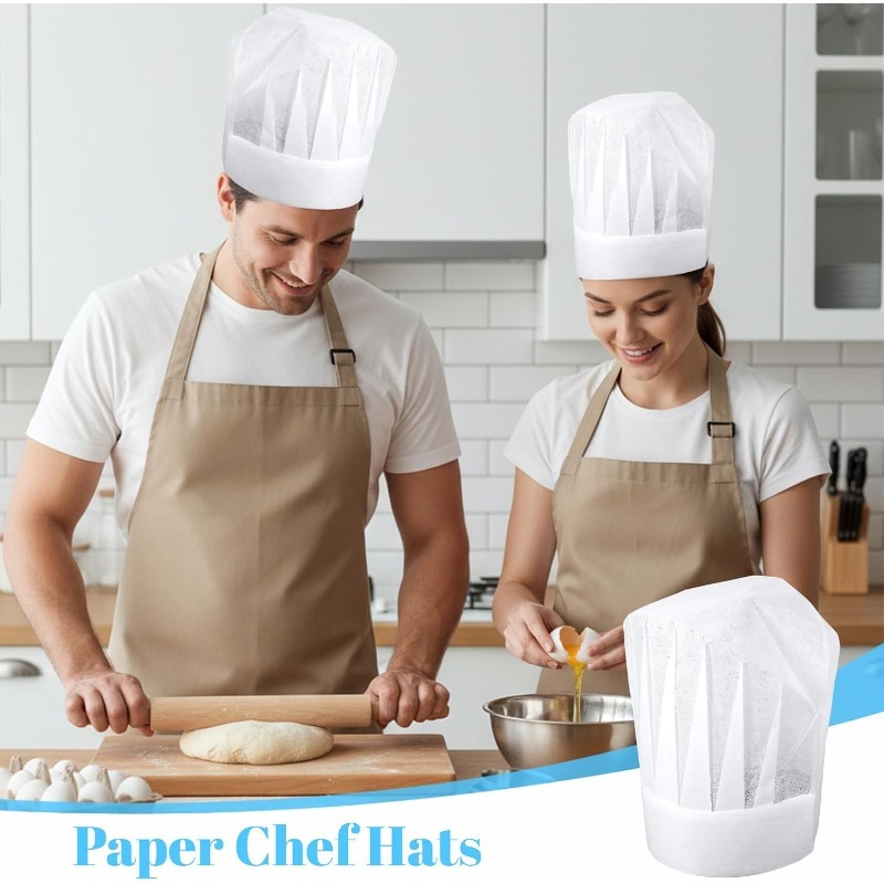 24pcs Adjustable Disposable Chef Toques for Cooking and Baking