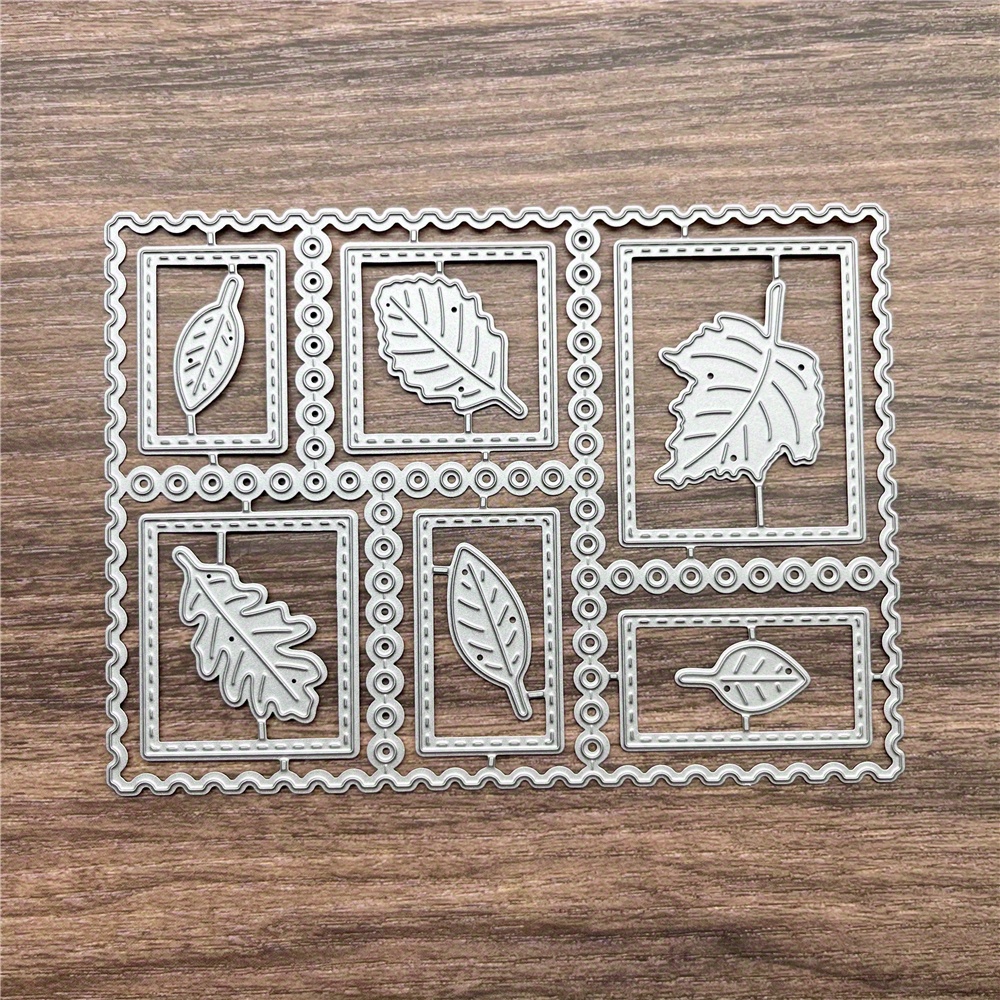 Image of 1pc Thanksgiving Stamp Frame Cutting Dies For Cards, Featuring Metal Fall Leaves. Ideal For Die Cuts, Templates For Scrapbooking, Journaling, And Paper Craft Decoration