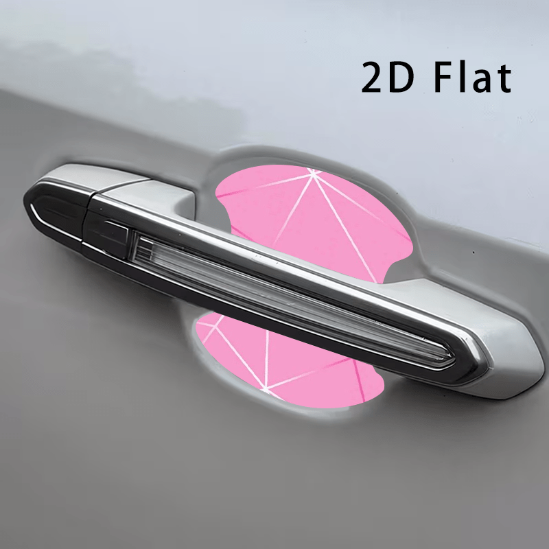 TEMU 4pcs 2d Background White Geometric Lines Pattern Car Door Handle Sticker Anti-scratch Handle Door Bowl Sticker Scratch Decoration Universal Car