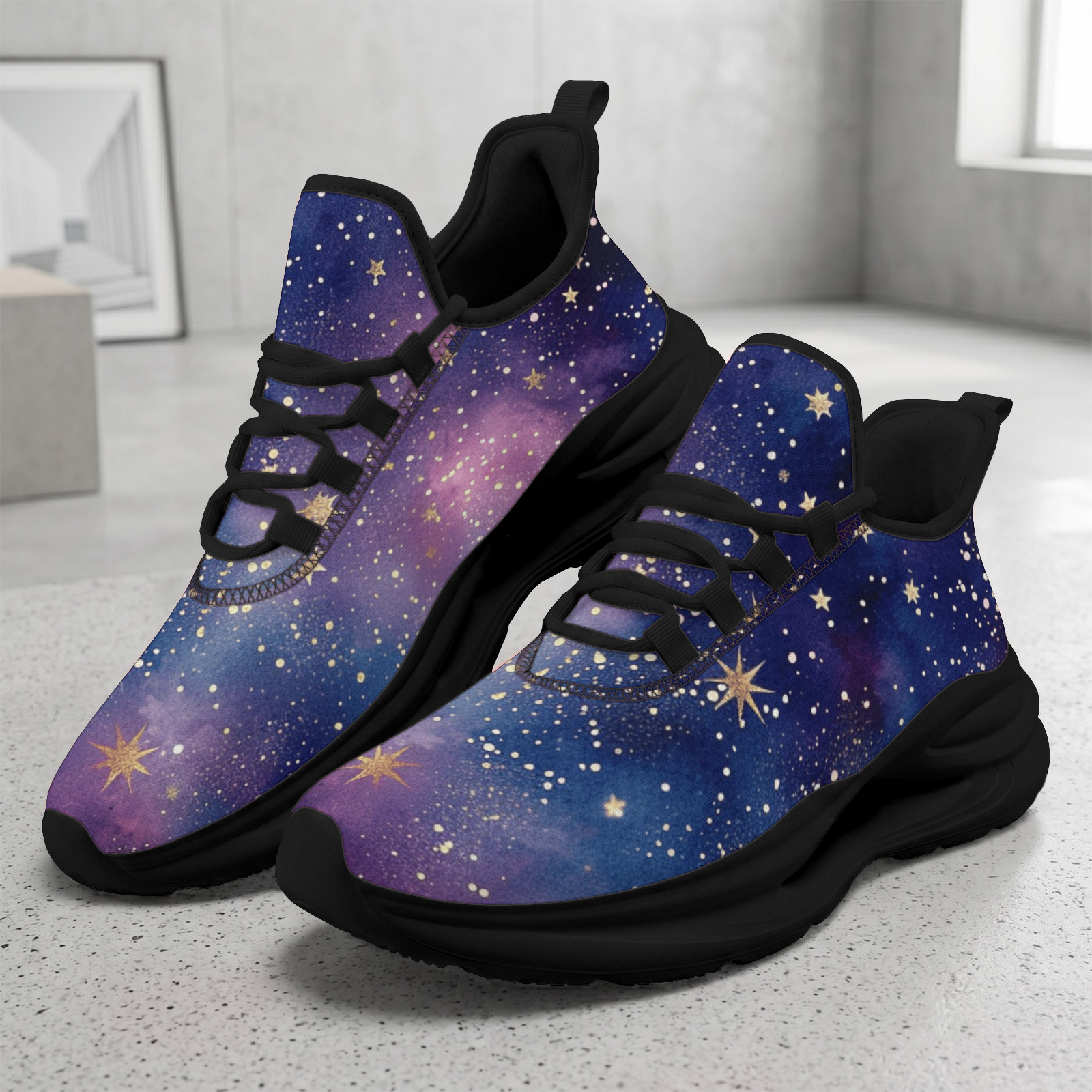 Men's Cosmic Starlight Print Plus Size Running Shoes