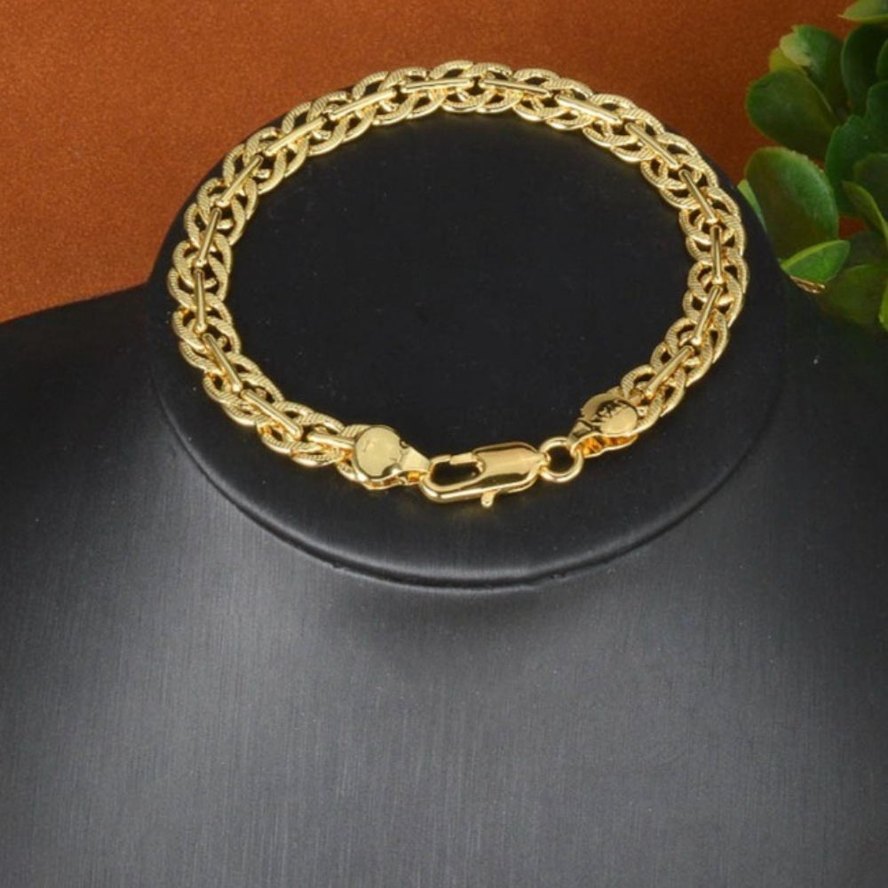 Trendy Golden Weave Chain Bracelet, Lightweight Stackable