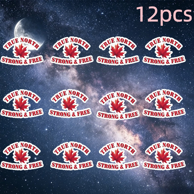 TEMU 12 autocollants vinyle rétro avec slogan Feuille d'érable canadienne | Auto-adhésifs, adaptés aux voitures, ordinateurs portables, téléphones et
