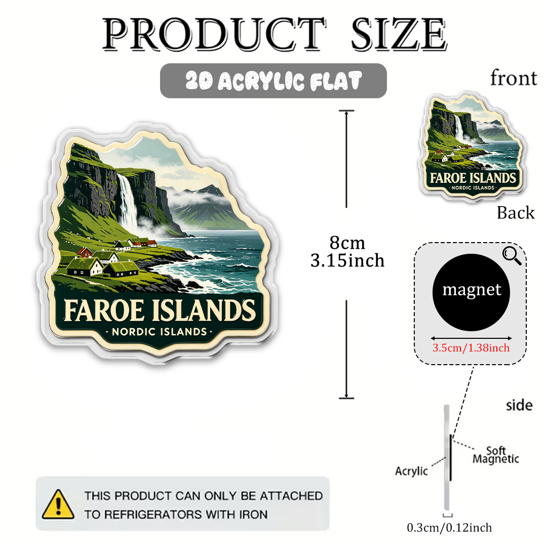 TEMU 1pc, Islands Scenery Acrylic Fridge Magnet, Featuring Building Patterns, Exquisite Everyday Decorative Ornament, Suitable Home, Kitchen, Office,