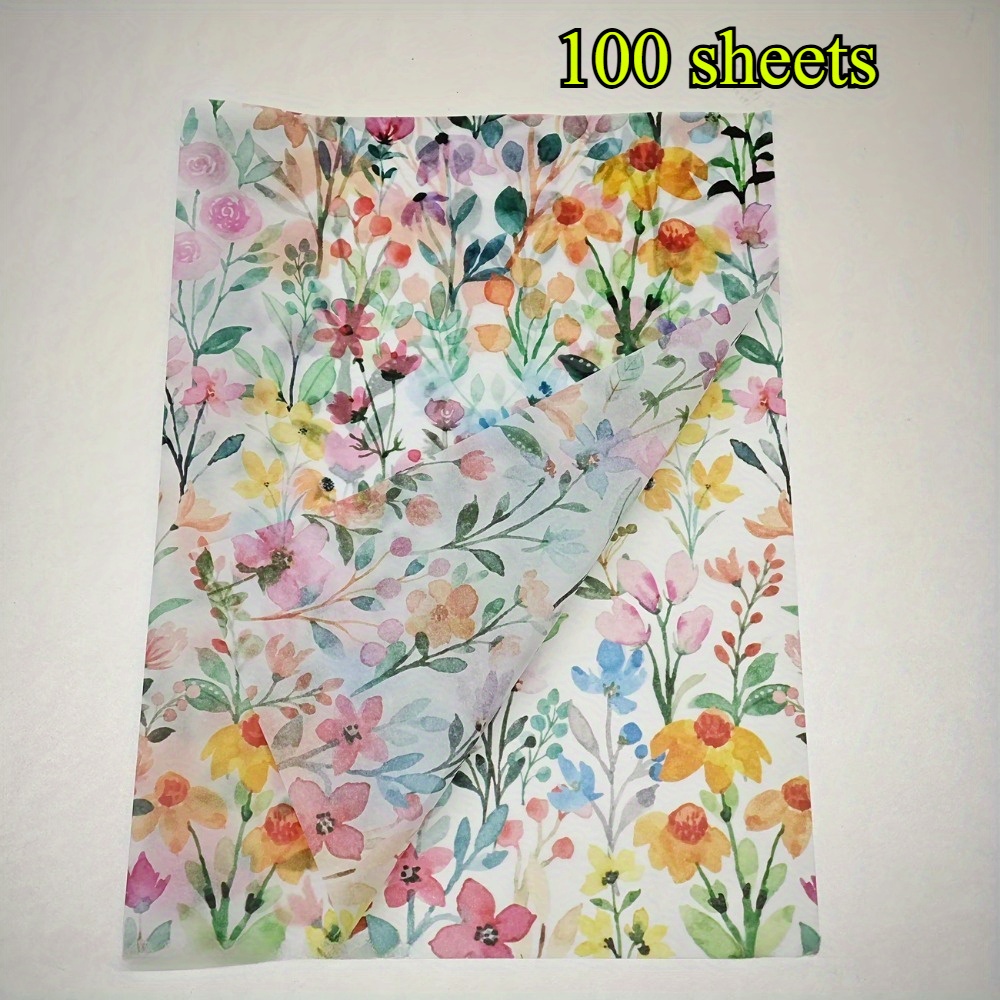 TEMU 30/100 Sheets, Hand-painted Watercolor Pattern Tissue Paper, 20x14 Inches, Thin Paper Lining Paper, Suitable For Gift Packaging, Clothing