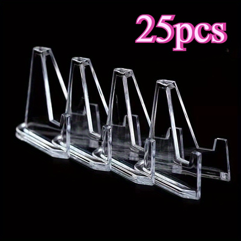 TEMU 25pcs Mini Clear Acrylic Display Stands For , Baseball Cards & Collectibles - Modern , Lightweight & Portable - Home Decor & Small Collectibles,