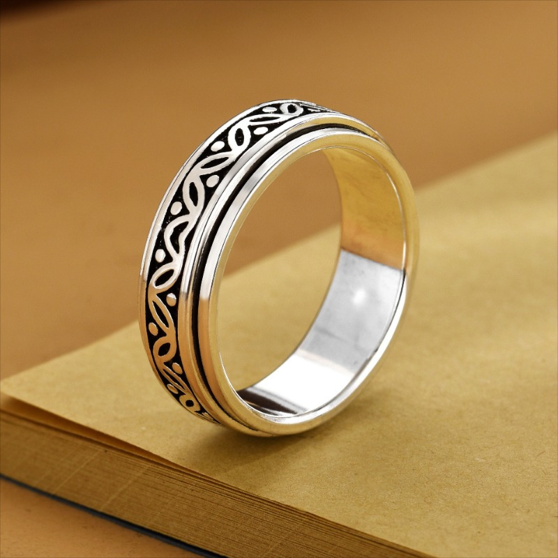 1pc anxiety   pattern fidget ring rotating ring adjusting pressure ring unisex high quality ring best gift Product details 4
