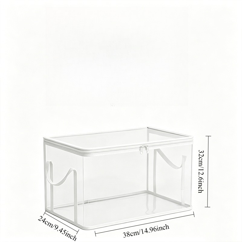 White Transparent Thick Plastic Storage Box with Hinged Lid