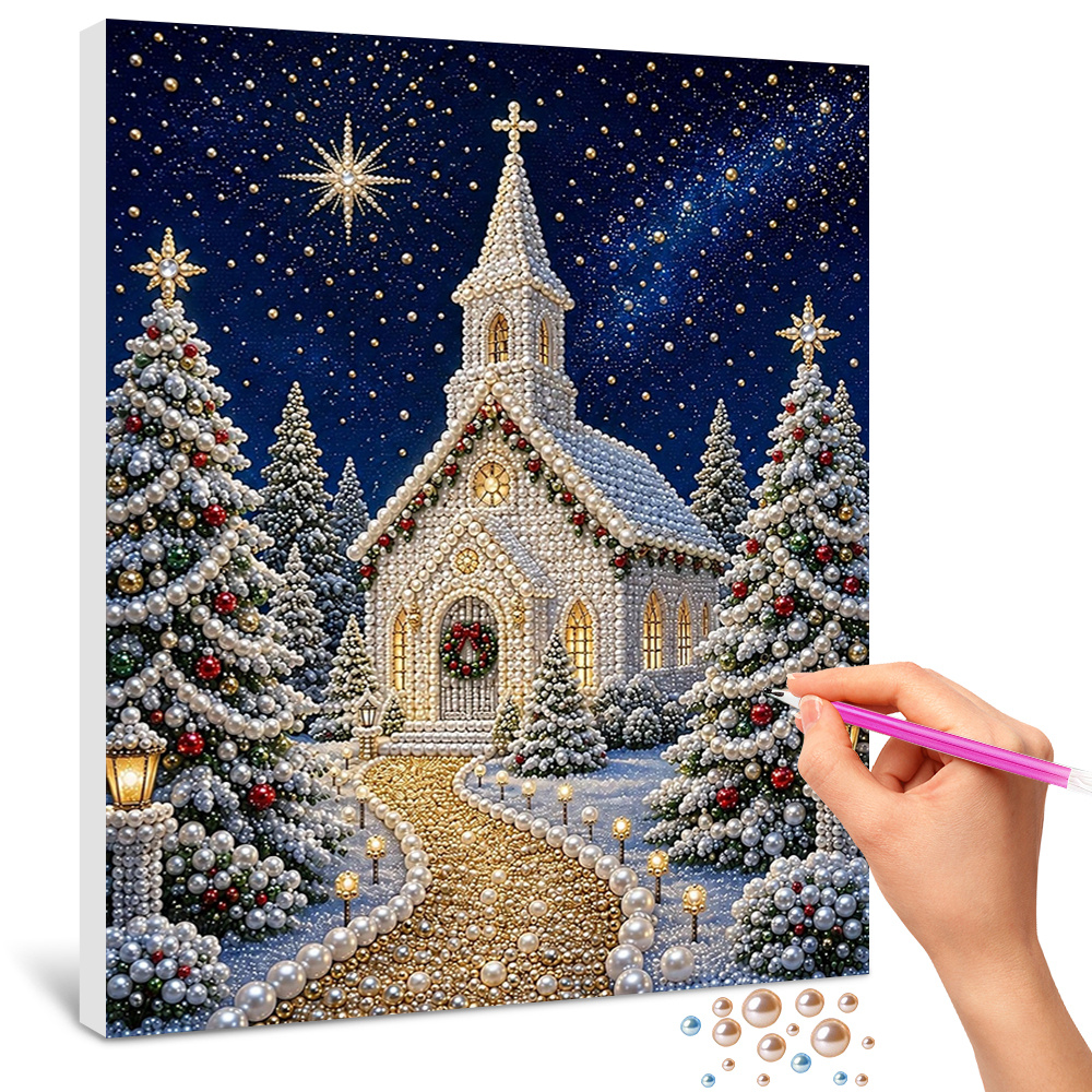 TEMU Kit per pittura diamante fai da te " natalizia Starlight" con perle�� innevata, come decorazione da parete o regalo per le festivit� , senza