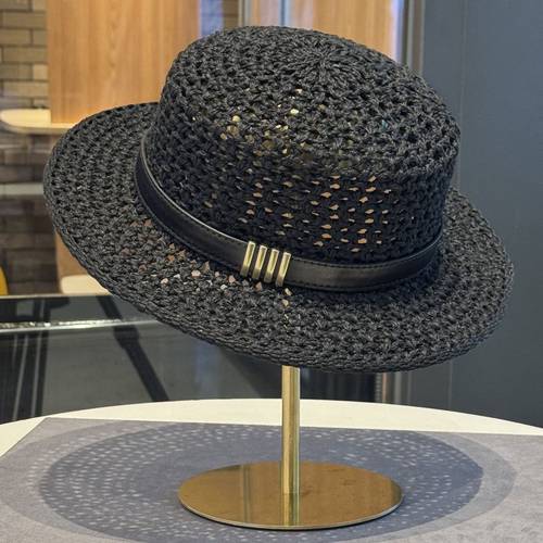 chapeau plat style haut pour femmes, chapeau dété en paille française