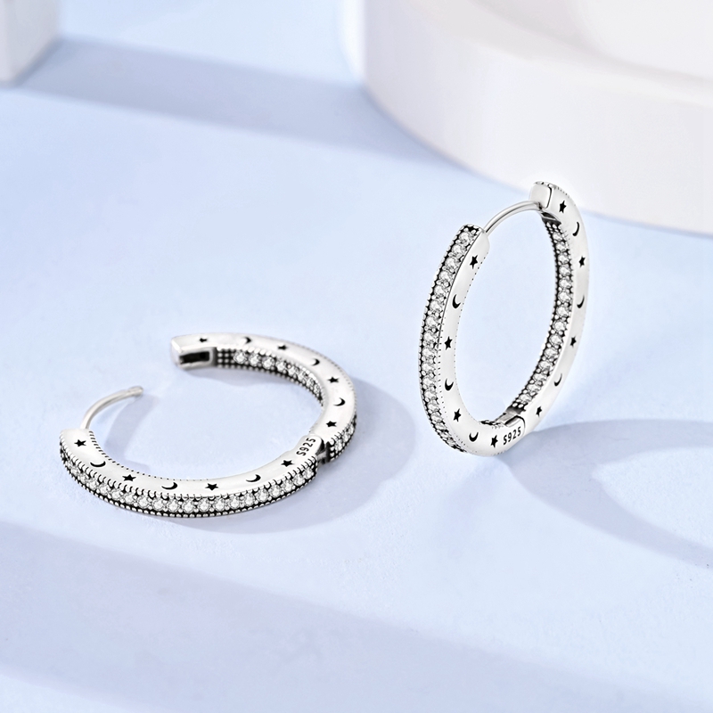 Women's S925 Star Hollow Earrings, Elegant Gift