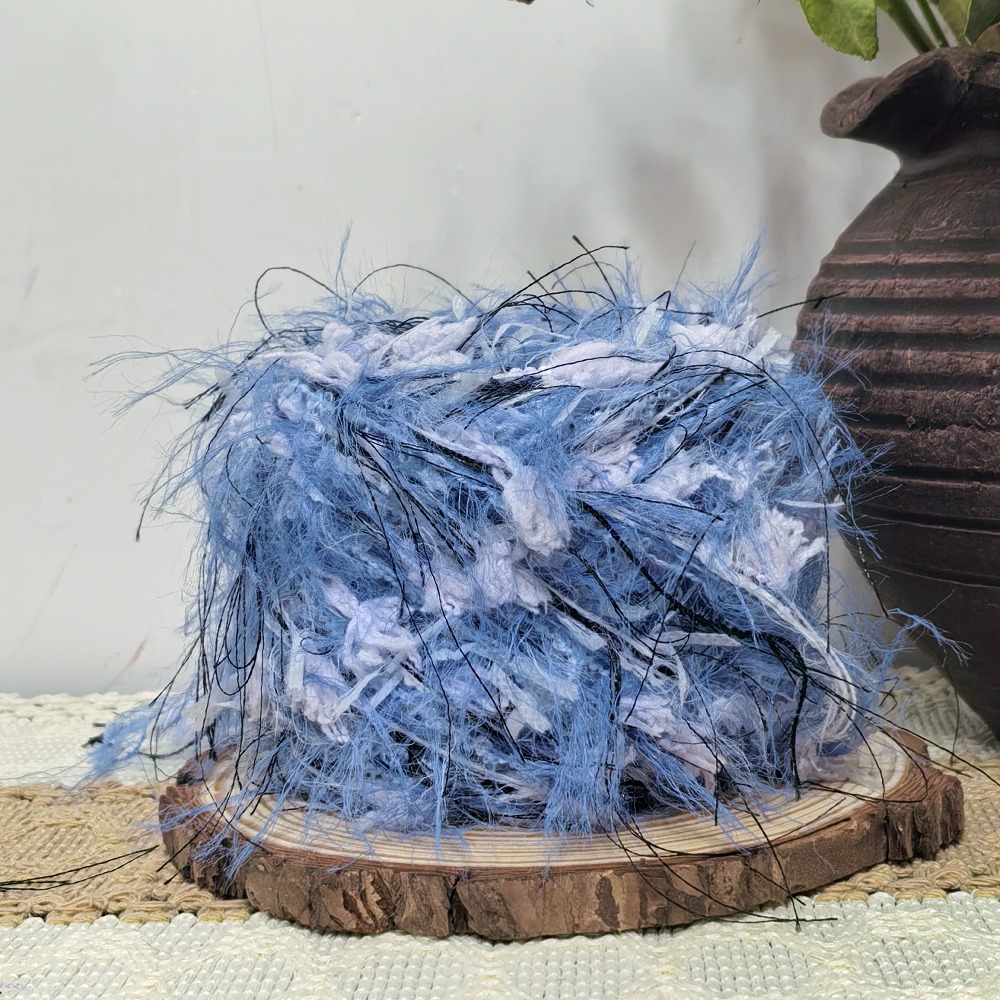 E-shop 50G pro Stück Ozean-Themen Anhänger Webfaden, speziell entwickeltes, flauschiges und atmungsaktives Garn zum Handhäkeln, blau, weiß und schwarz